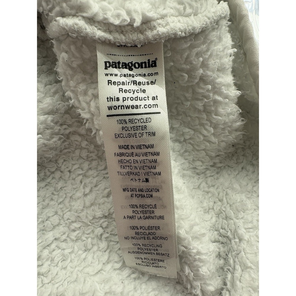 Patagonia Women's White Fleece Zip Jacket Mid-Length Long Sleeve Outdoor Size L - Picture 6 of 6